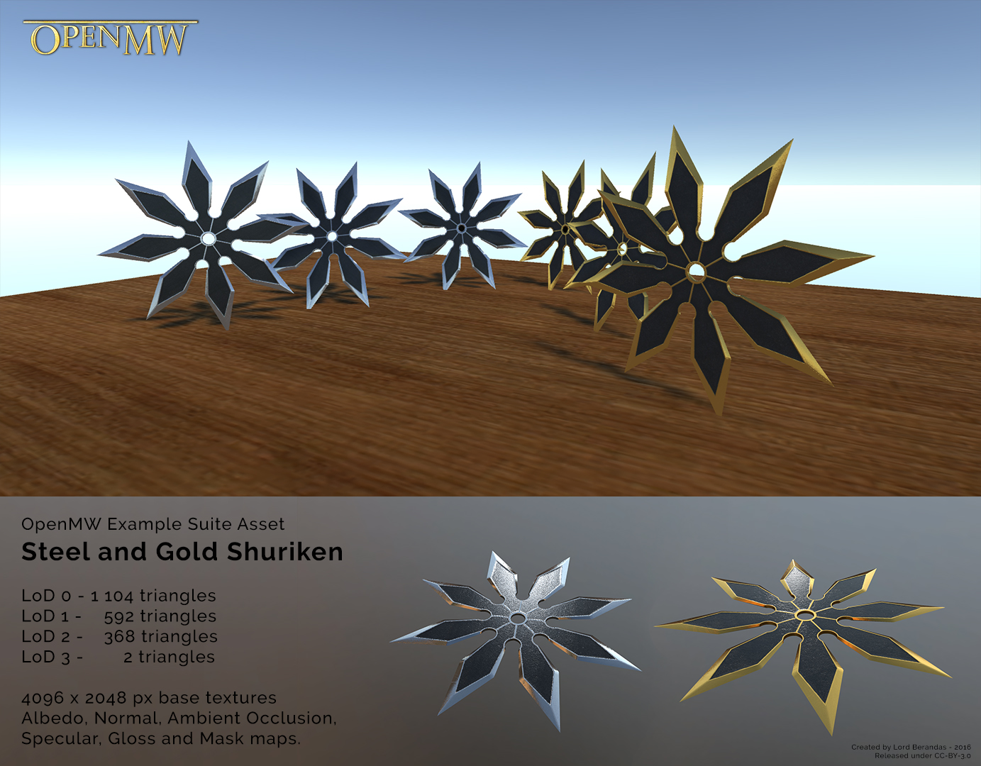 Steel and Gold Shurikens for OpenMW