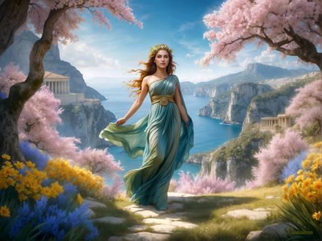 Greek goddess Thallo, protector of spring