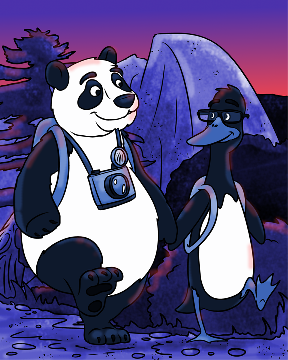 Panda and Penguin - Commission Version 2 by losaidos on DeviantArt