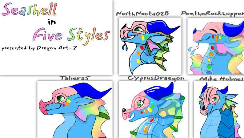 Seashell in Five Different Styles by DragonArt-Z on DeviantArt