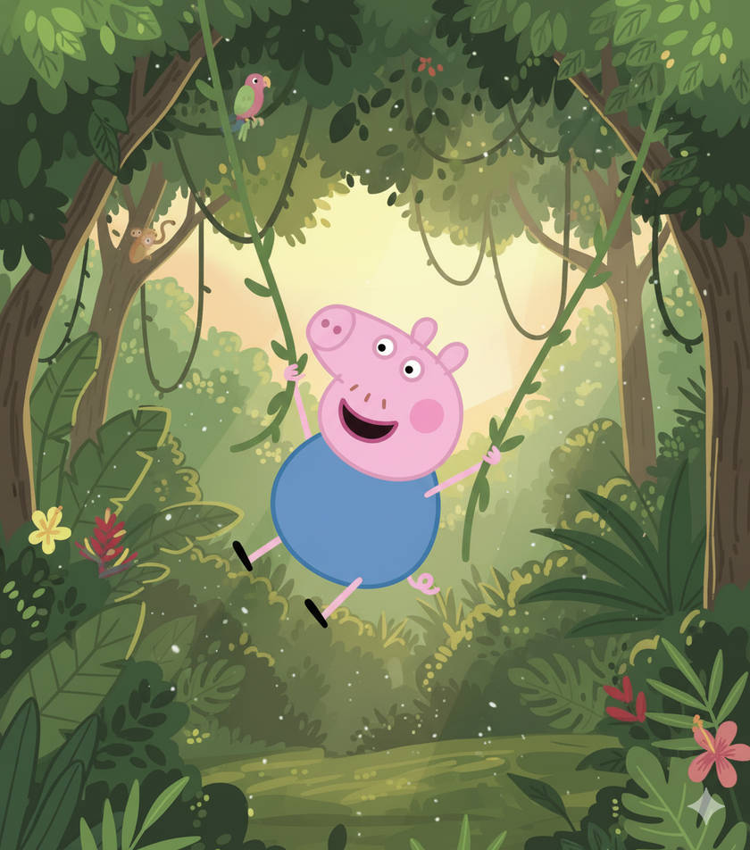 George Pig Rapping Adult George Pig Swinging on the Vines by lifesamirah on DeviantArt