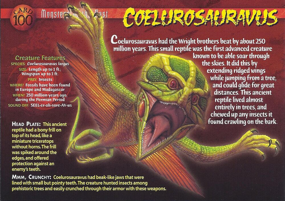 Coelurus Deviantart MOTP #100 Coelurosauravus (front) by Frylock921 on DeviantArt