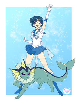 Sailor Mercury and Vaporeon