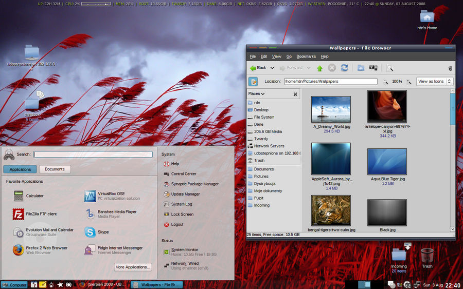 Desktop with Menu Opened by RodzynRdN on DeviantArt