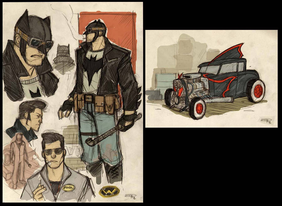 Batman Rockabilly - sketches by DenisM79