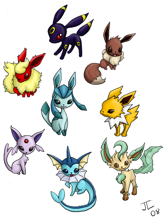 Chibi Eevee and friends v.2.0 by pookat on DeviantArt