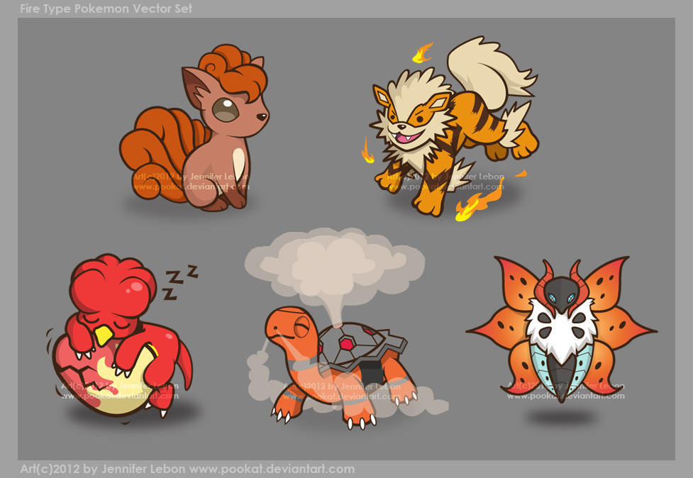 Fire Pokemon Engine Fire Pokemon Vector Set by pookat on DeviantArt