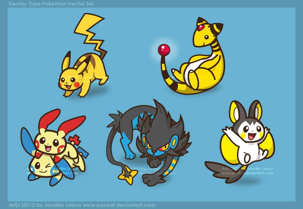 Electric Pokemon Vector Set