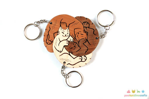 3 cat keychain relationship or family set