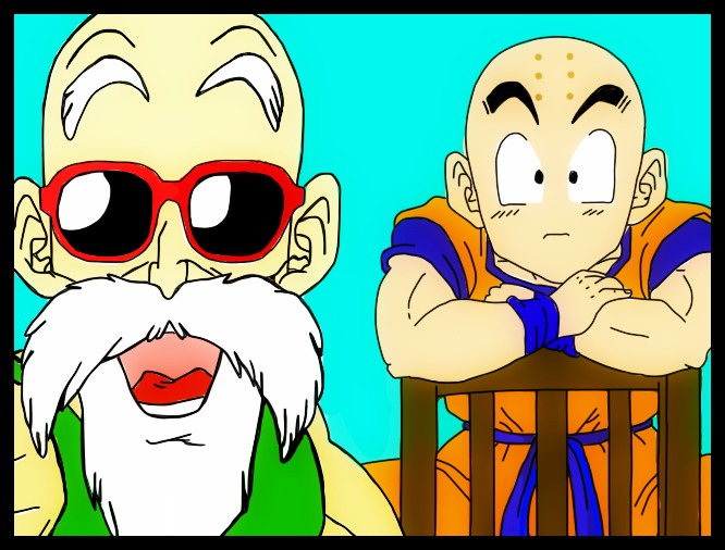 Maestro Roshi y Krilin DBZ color