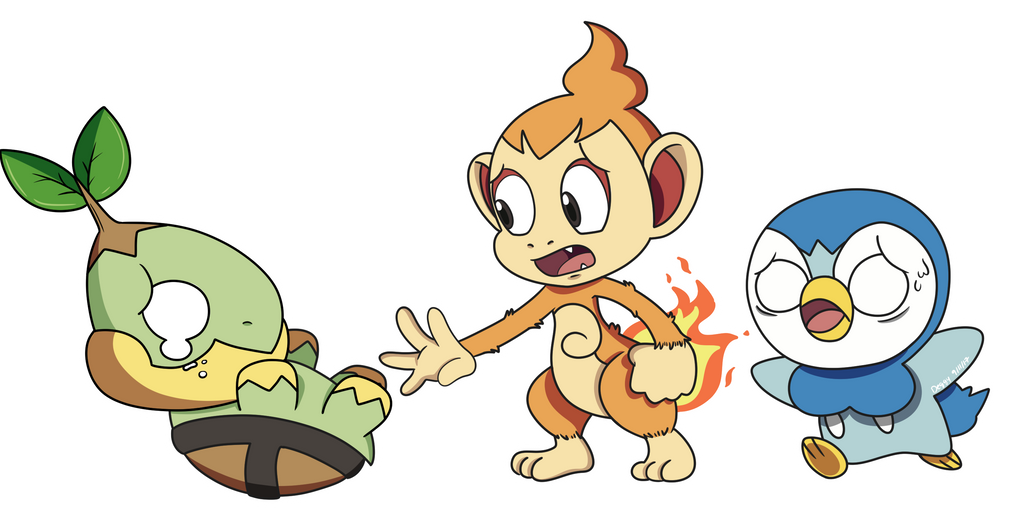 Gen 4 Starters by Deggyart on DeviantArt