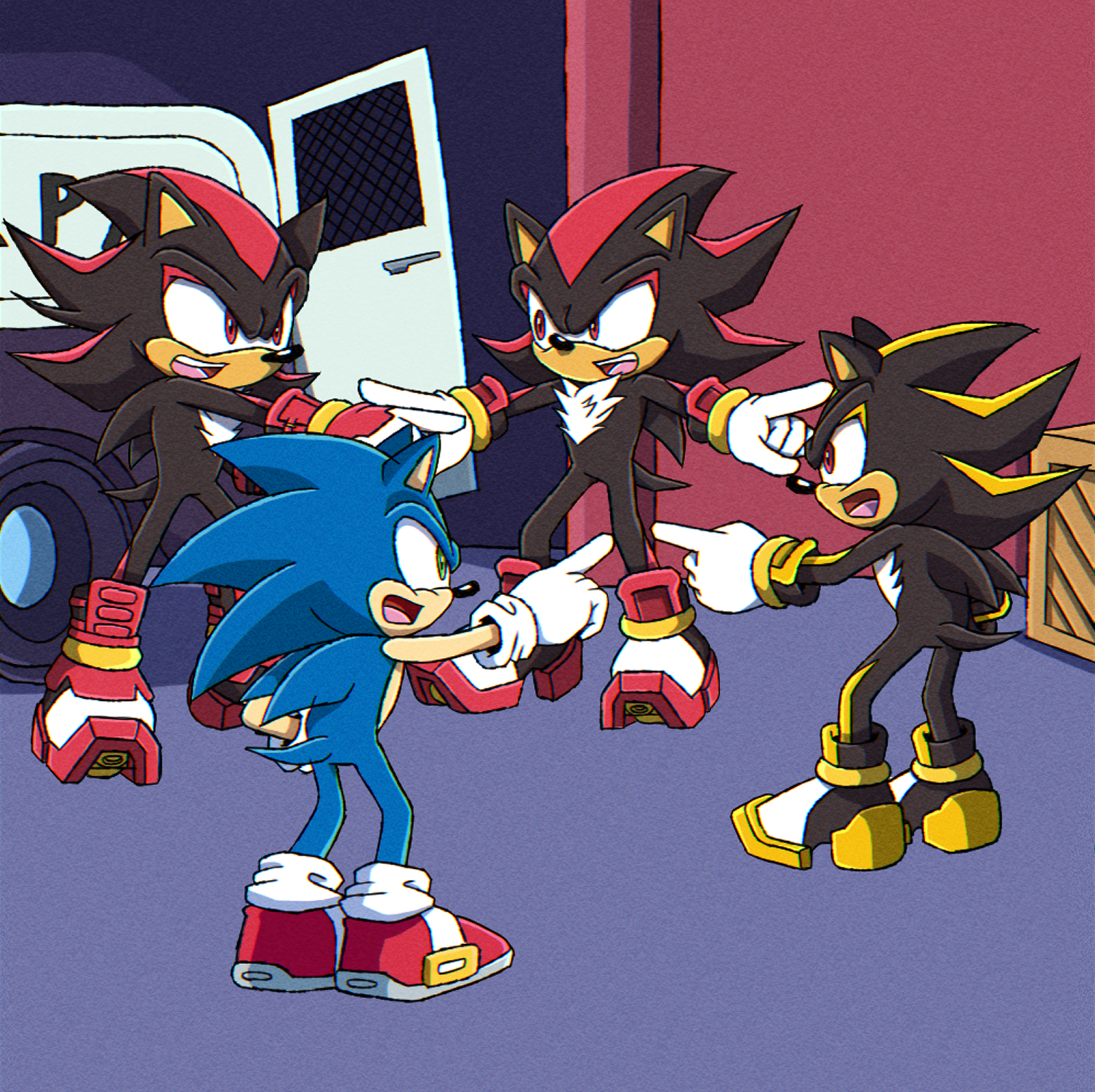 Dark Mode, Sonic Pointing at Sonic