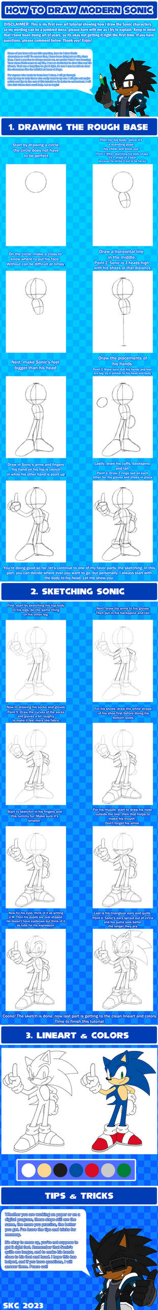 How to draw Modern Sonic Tutorial