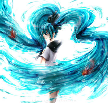 Miku and goldfishes