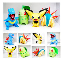 Johto Starters and Spiky-Ear Pichu Papercraft