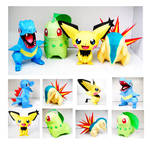 Johto Starters and Spiky-Ear Pichu Papercraft by thepapersmith