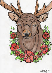 Deer with Flowers