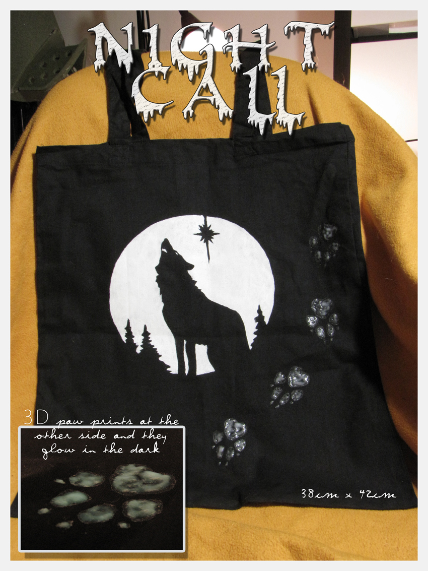 Night Call -silhouette design on fabric bag