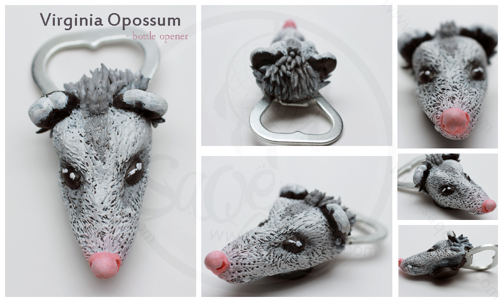 Commission: Virginia Opossum - bottle opener