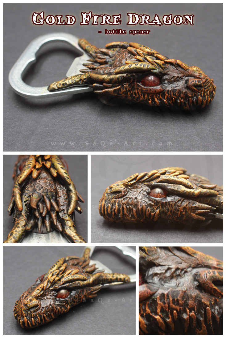 Gold Fire Dragon - bottle opener