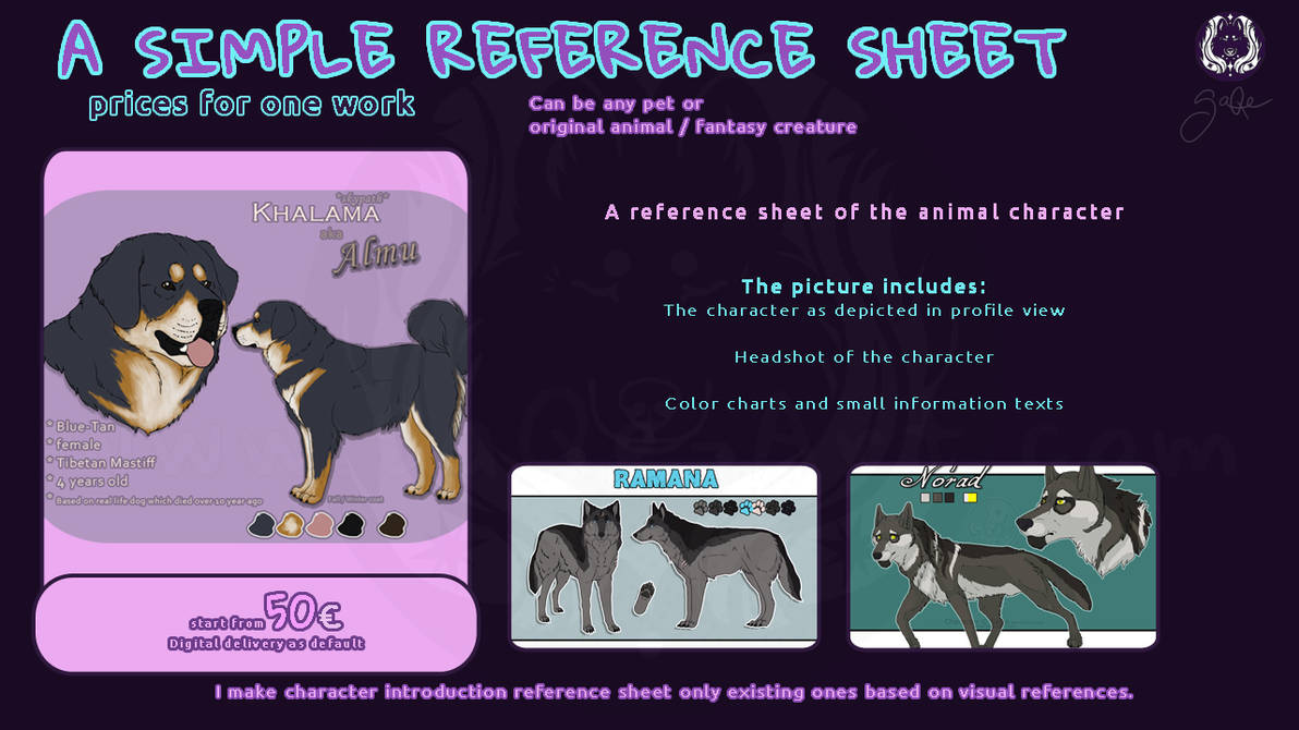 Commissions: A simple ref sheet is available! by SaQe on DeviantArt