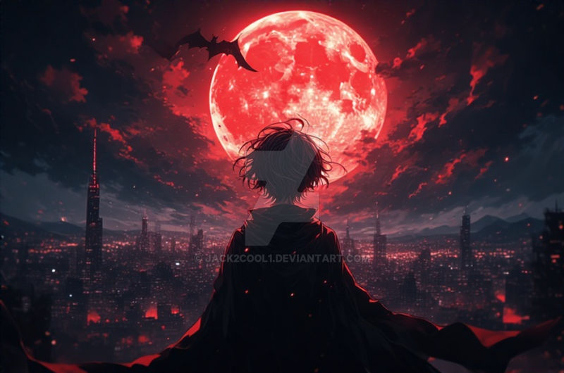 Vampire Blood Moon Python Code Vampire looking at the blood moon over the city by jack2cool1 on DeviantArt