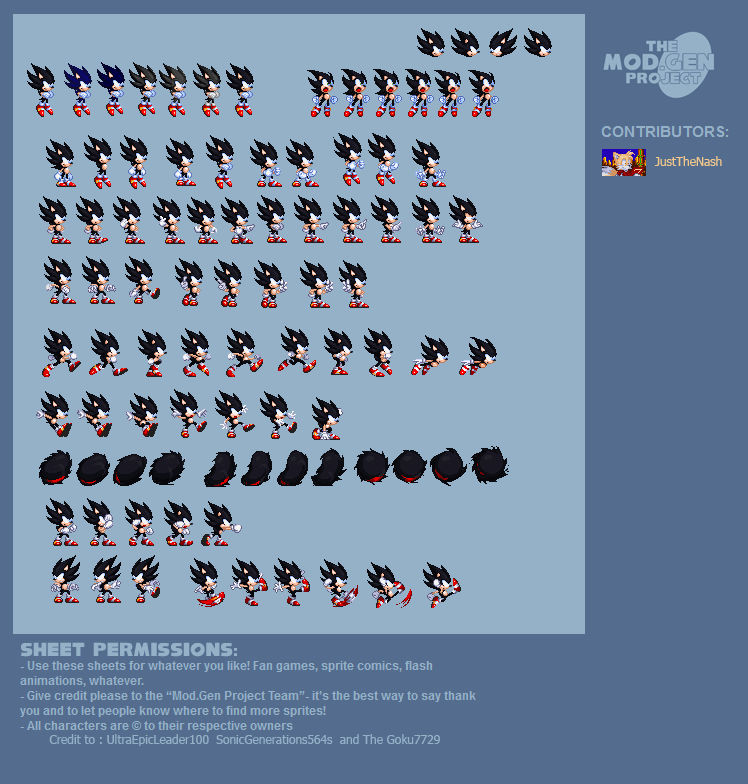 Mod.Gen Classic Dark Sonic Sprites by JustTheNash on DeviantArt