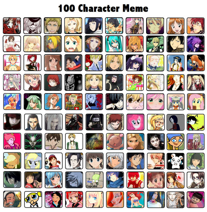 Memes characters. 100 Character meme. 100 Character meme шаблон. Мои персонажи meme. 100 Character list.