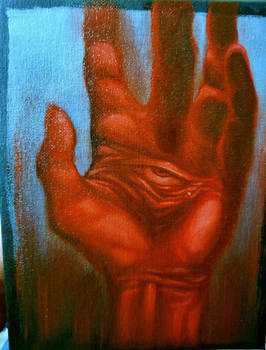 Untitled- red eye hand oil painting 2022