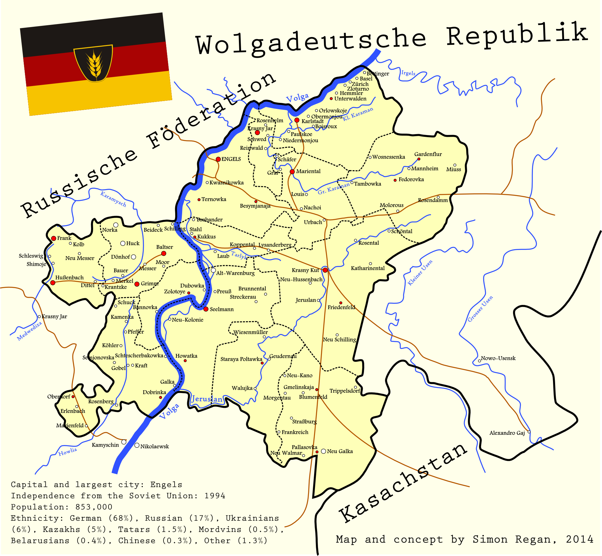 German Volga Republic - an alternate history map