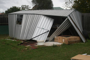 wrecked shed