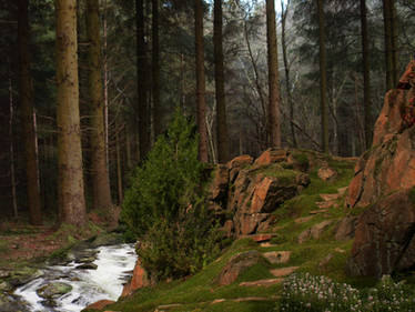 Hill by the Stream Premade Background