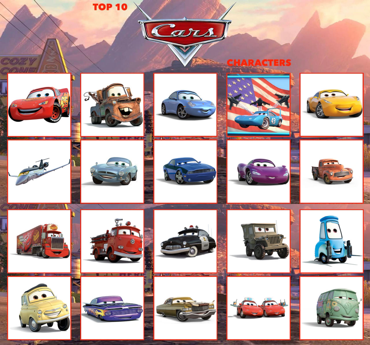 My Own Top 20 Cars Characters by ajolley785727 on DeviantArt