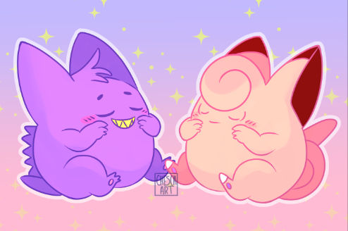 Gengar and clefairy pin preview