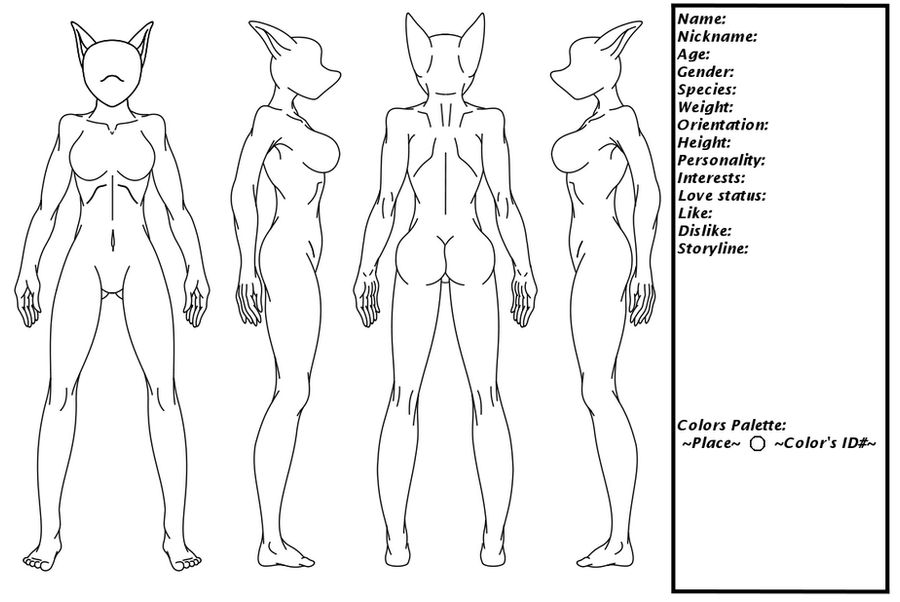 Female furry char. ref sheet