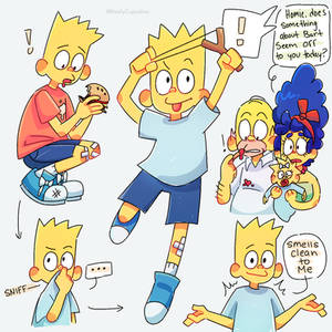 blue shirt Bart Simpson doodles