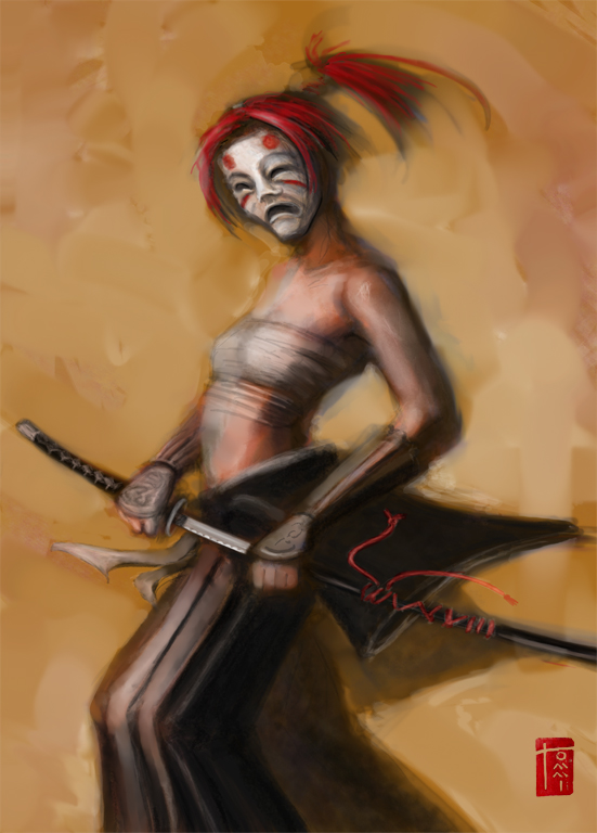 Sketch: Samurai Redhaired Girl