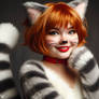 Cute Ginger Chubby White-Grey Tabby Catgirl