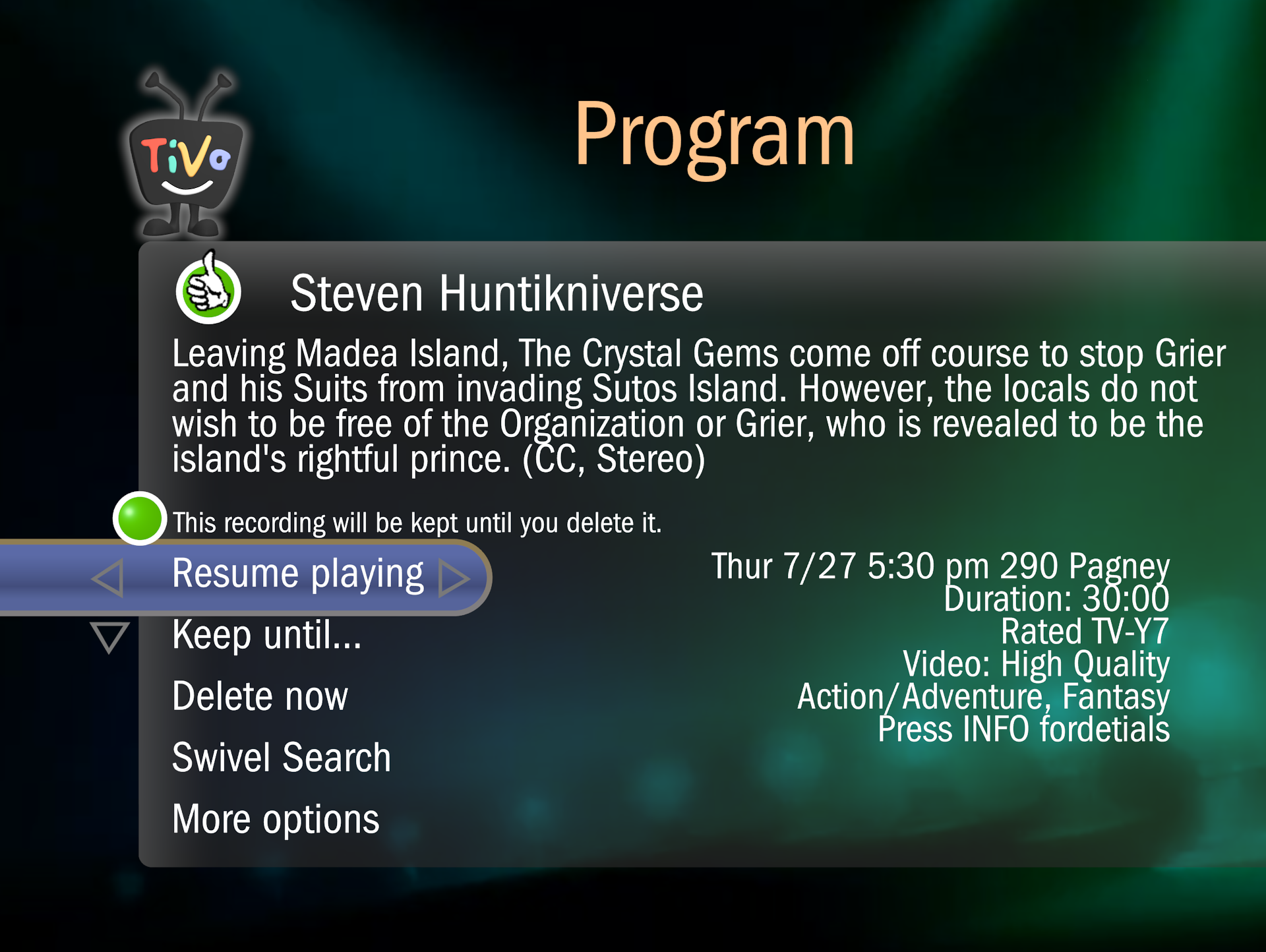 Tivo One Pass Program Guide Tivo Recording C Span at Brandon Myers blog