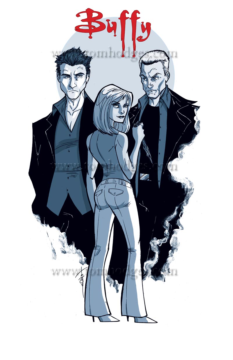 Buffy with Angel and Spike