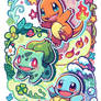 charmander, Bulbasaur, Squirtle