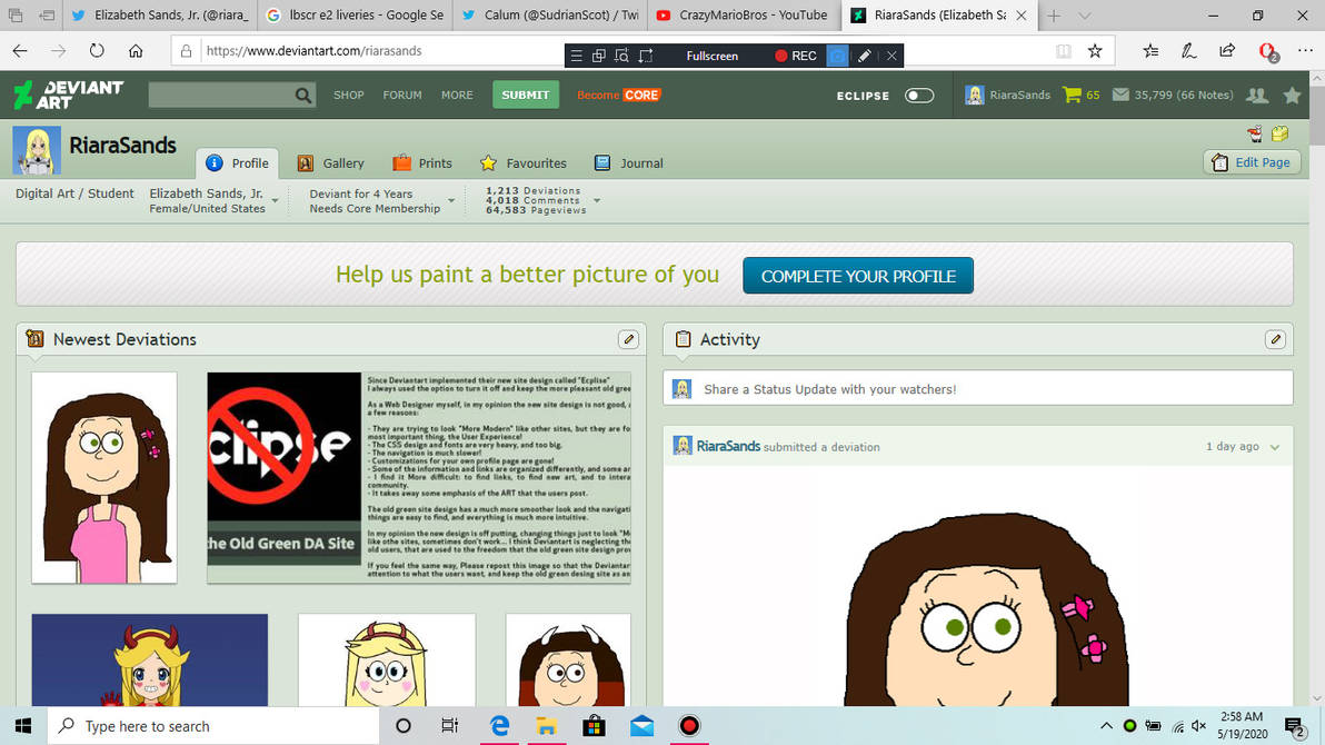 My Old DeviantArt Layout. by RiaraSands on DeviantArt