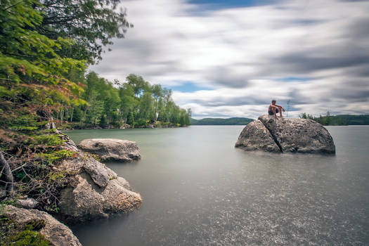 On the lake rock