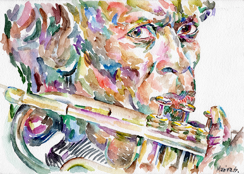 Miles Davis Original Watercolor Portrait Painting Fine Art Of Jazz Blues Ebay