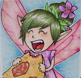 Fairy eating Pizza