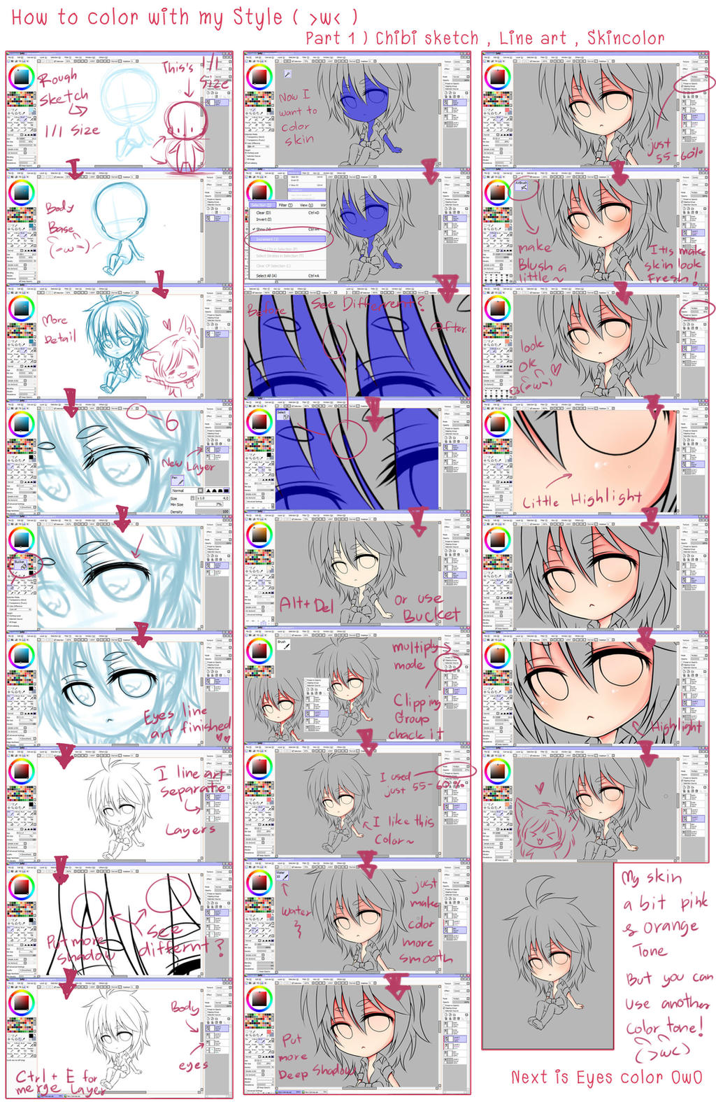 :My step to color Skin with Sai: