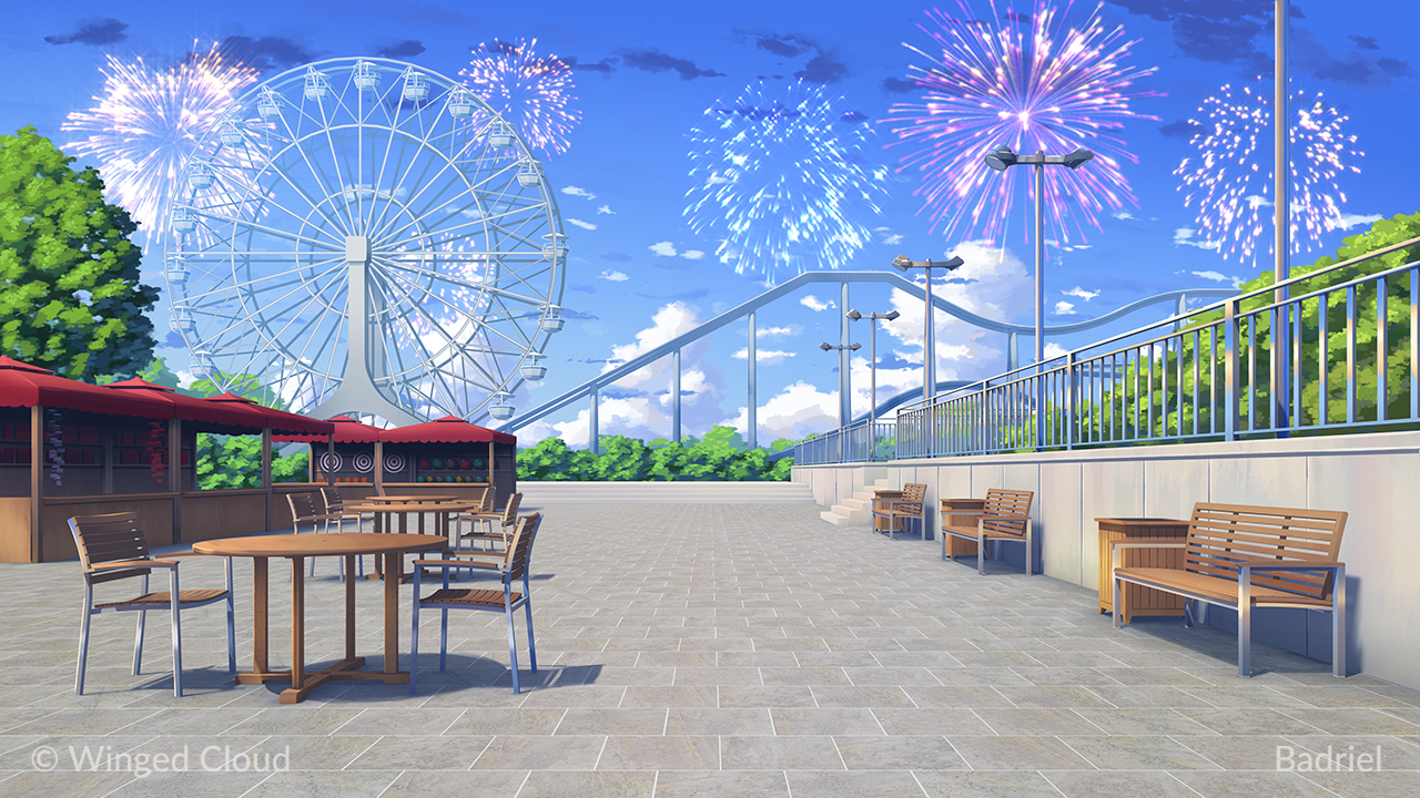 Anime Theme Park Background