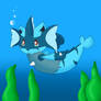 Water Lucario swimming 