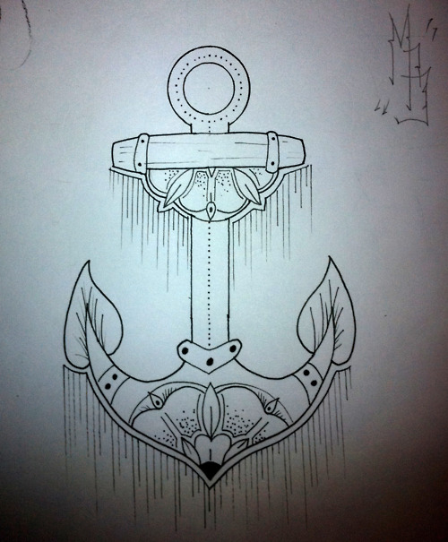 Oldschool anchor tattoo design