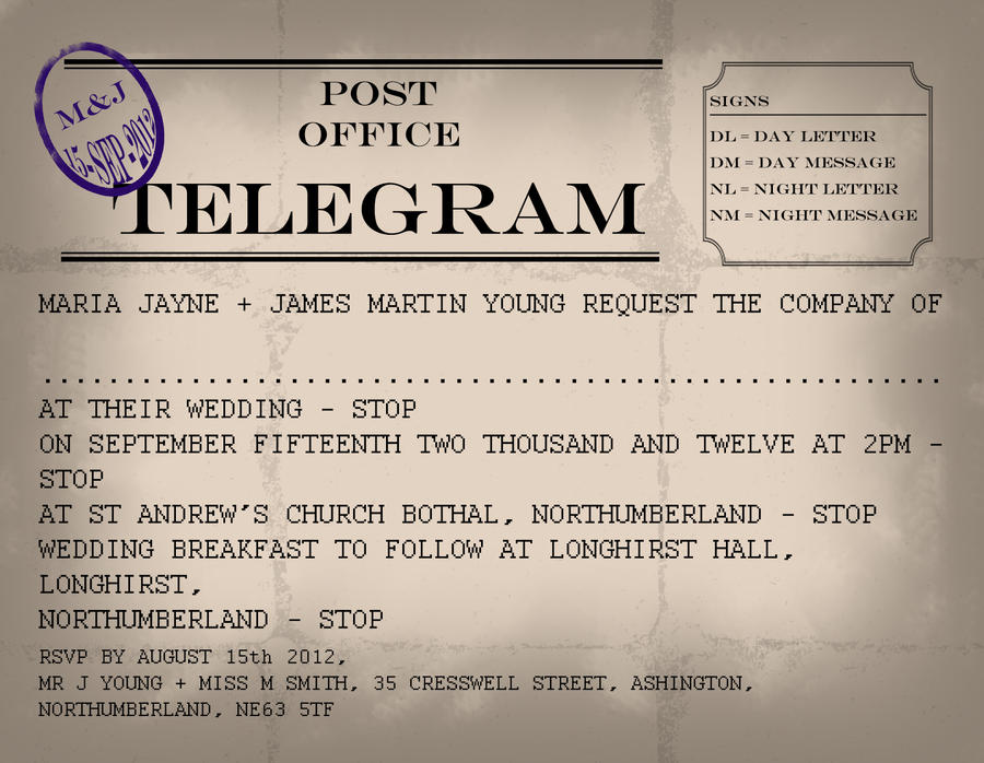 Telegram Wedding Invitation by GraphicEmbers on DeviantArt
